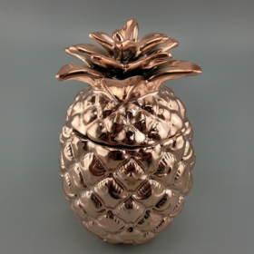 pot de rangement ananas en céramique or rose