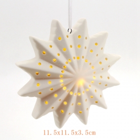 arbre de Noël en céramique star bisquie blanc led lumière