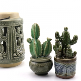 fournisseur de décor de cactus en céramique verte