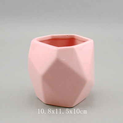 ceramic faceted planter pink