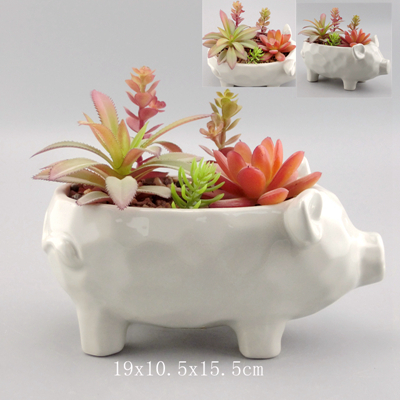 pig planter pottery