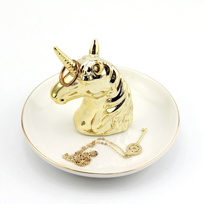 ceramic unicorn ring holder gold