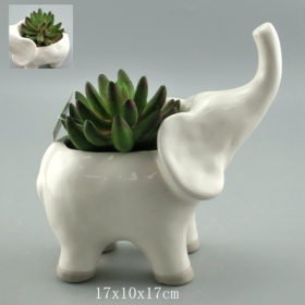 éléphant planteur vase poterie blanche