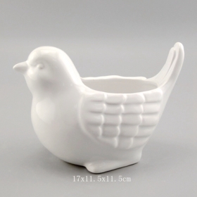 Mignon mini planteur d'oiseaux en céramique blanc