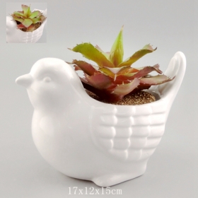 Mignon mini planteur d'oiseaux en céramique blanc